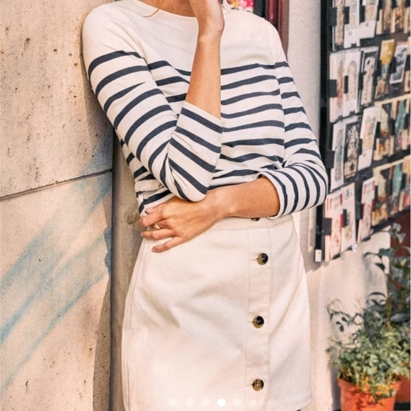 Sezane Coline Skirt Size 34 US 2 Ecru Button Down Mini - Picture 2 of 7